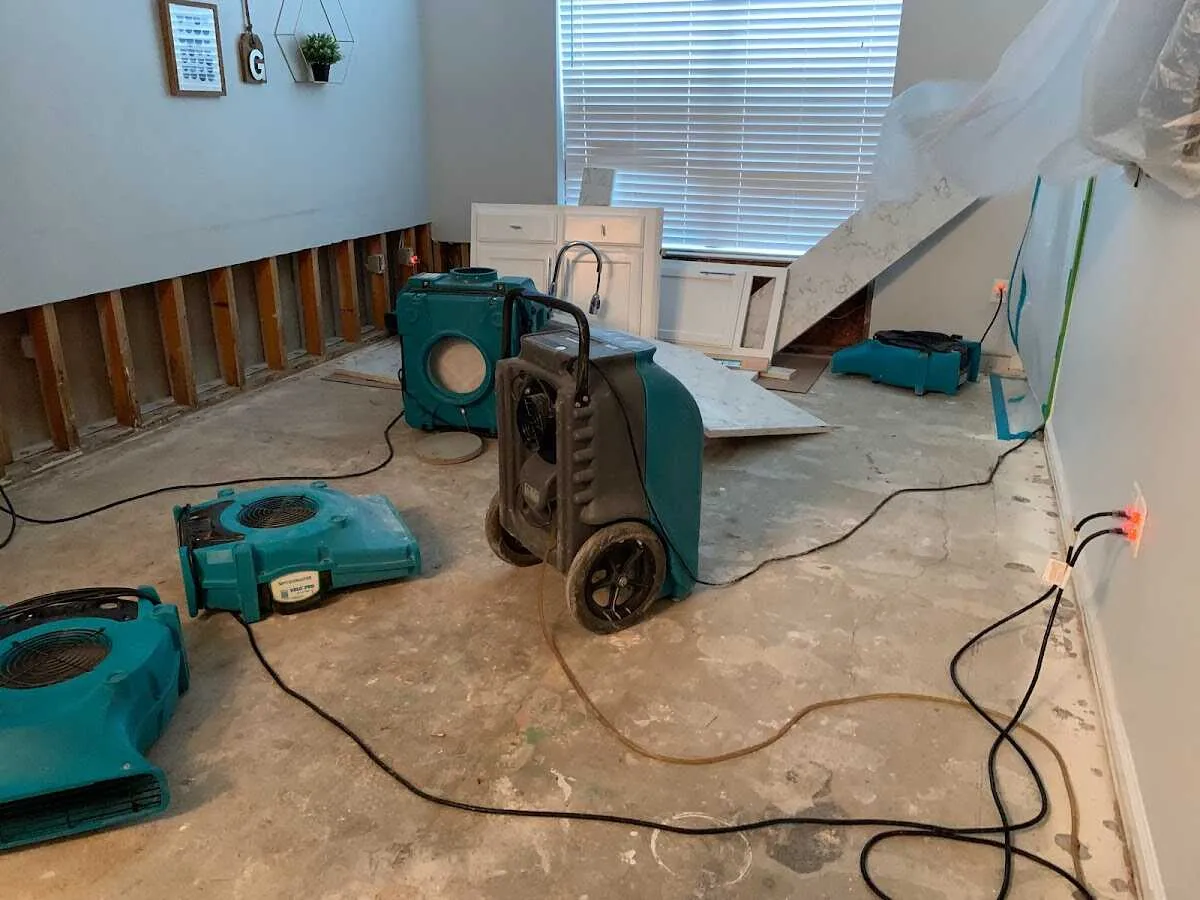 Dehumidifier in flood-cut room for Water Damage Restoration in The Dalles